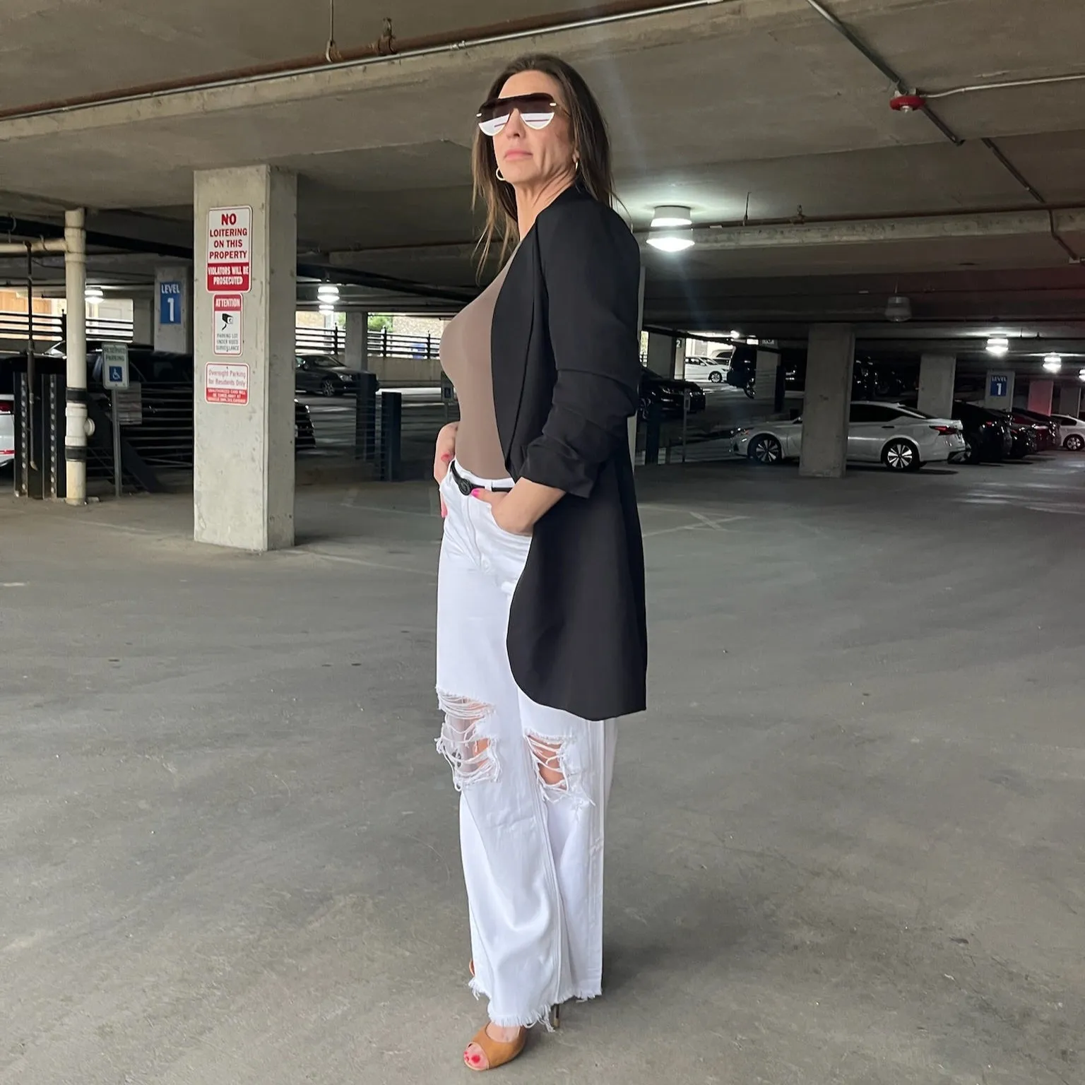 Jaci Solid Ruched Sleeve Long Boyfriend Blazer