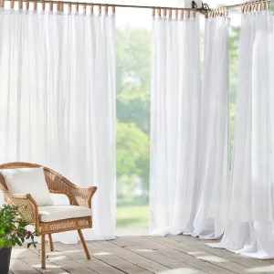 Janig Solid Sheer Tab Top Single Indoor/Outdoor Curtain Panel Gracie Oaks Curtain Color: White Size per Panel: 52"W x 95"L