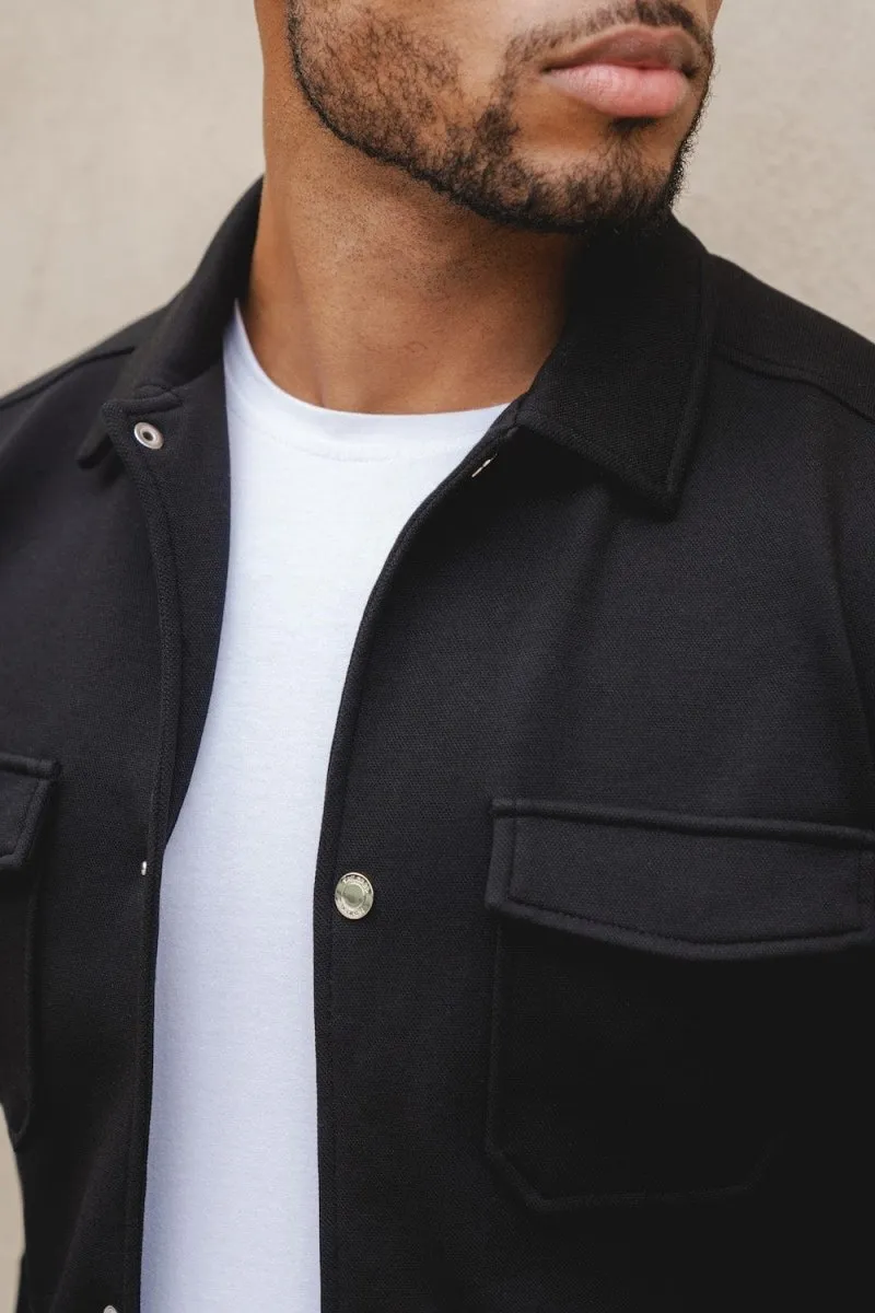 Jersey Shacket in Black