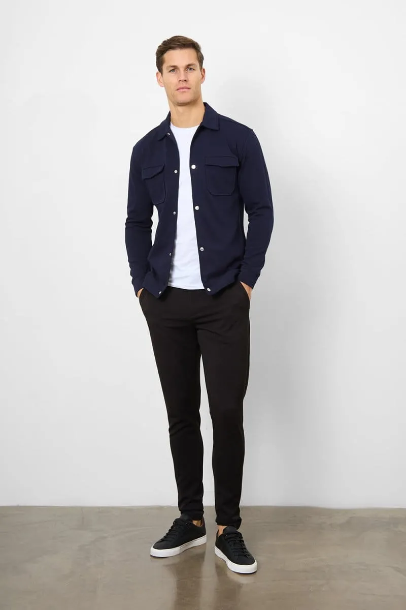 Jersey Shacket in Navy