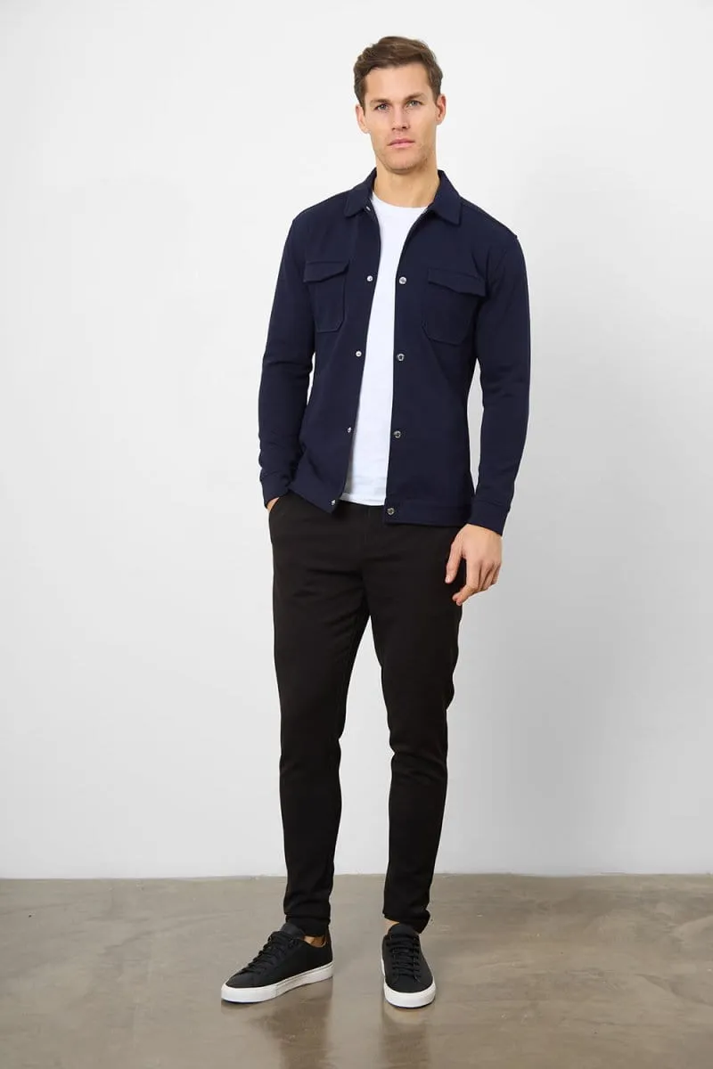 Jersey Shacket in Navy