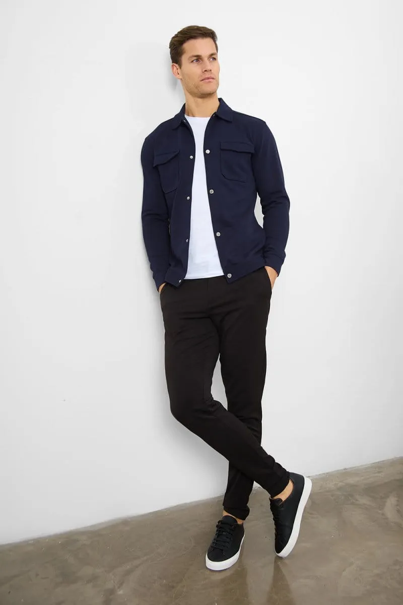 Jersey Shacket in Navy