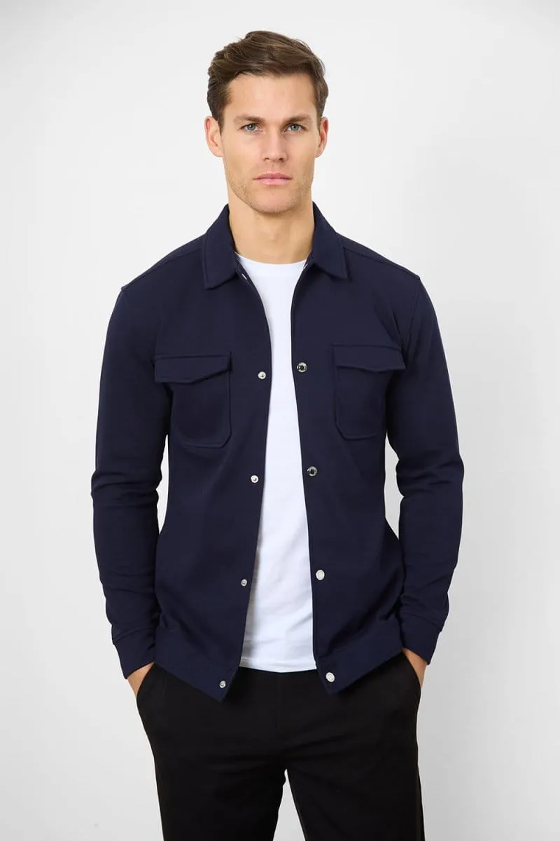 Jersey Shacket in Navy