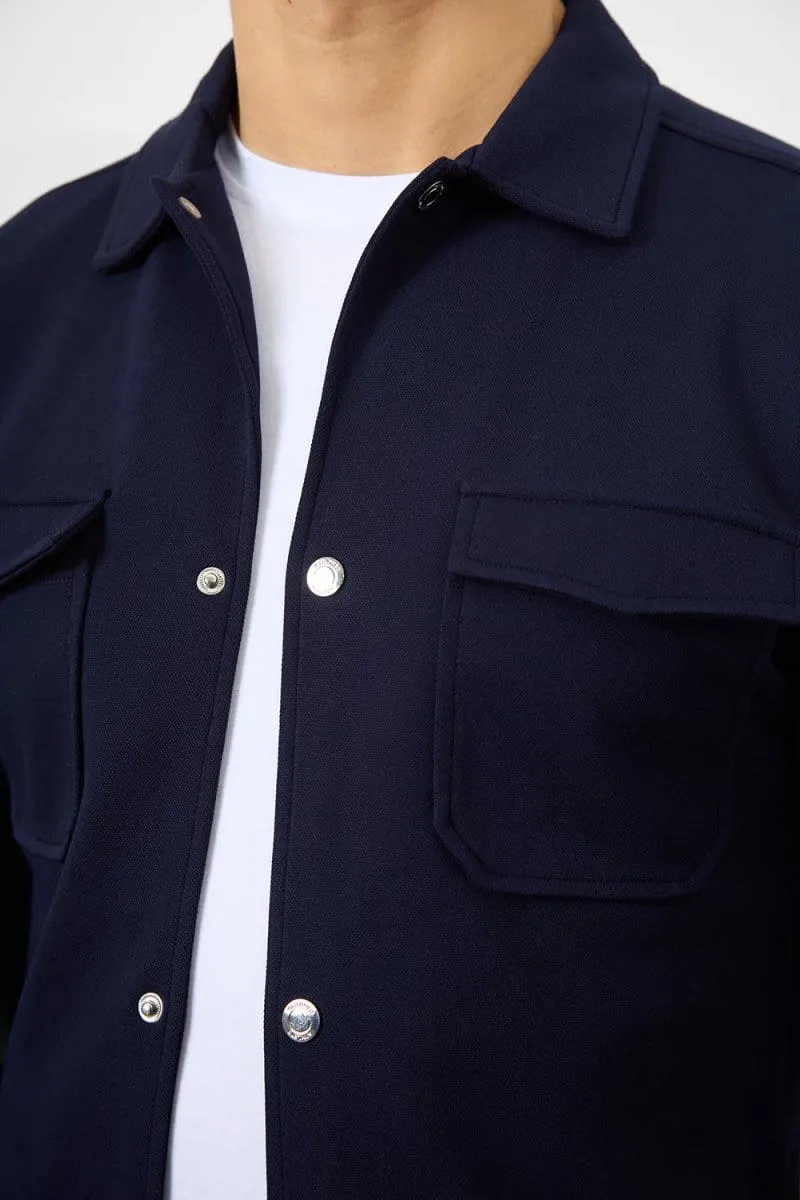 Jersey Shacket in Navy