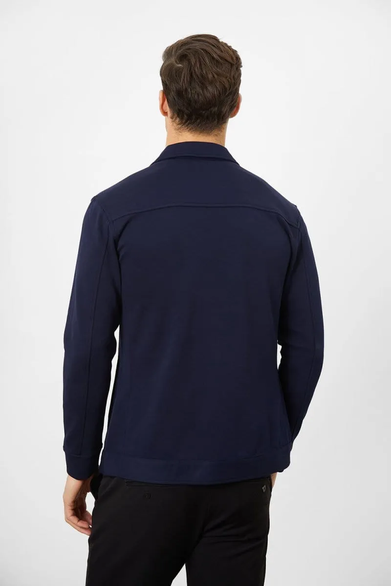 Jersey Shacket in Navy