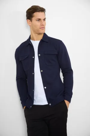Jersey Shacket in Navy