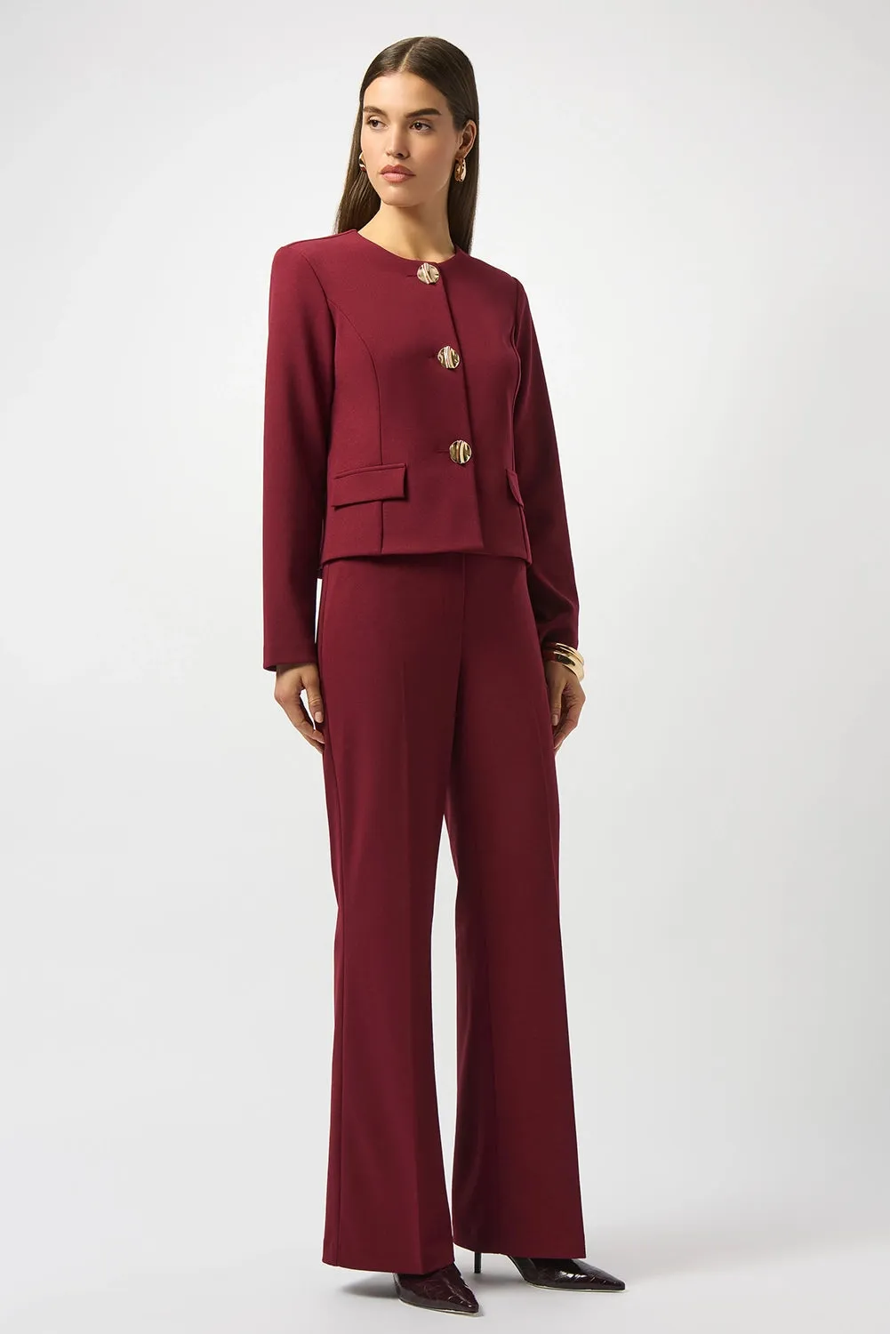 Joseph Ribkoff | Scuba Crepe Boxy Blazer - Merlot 253071