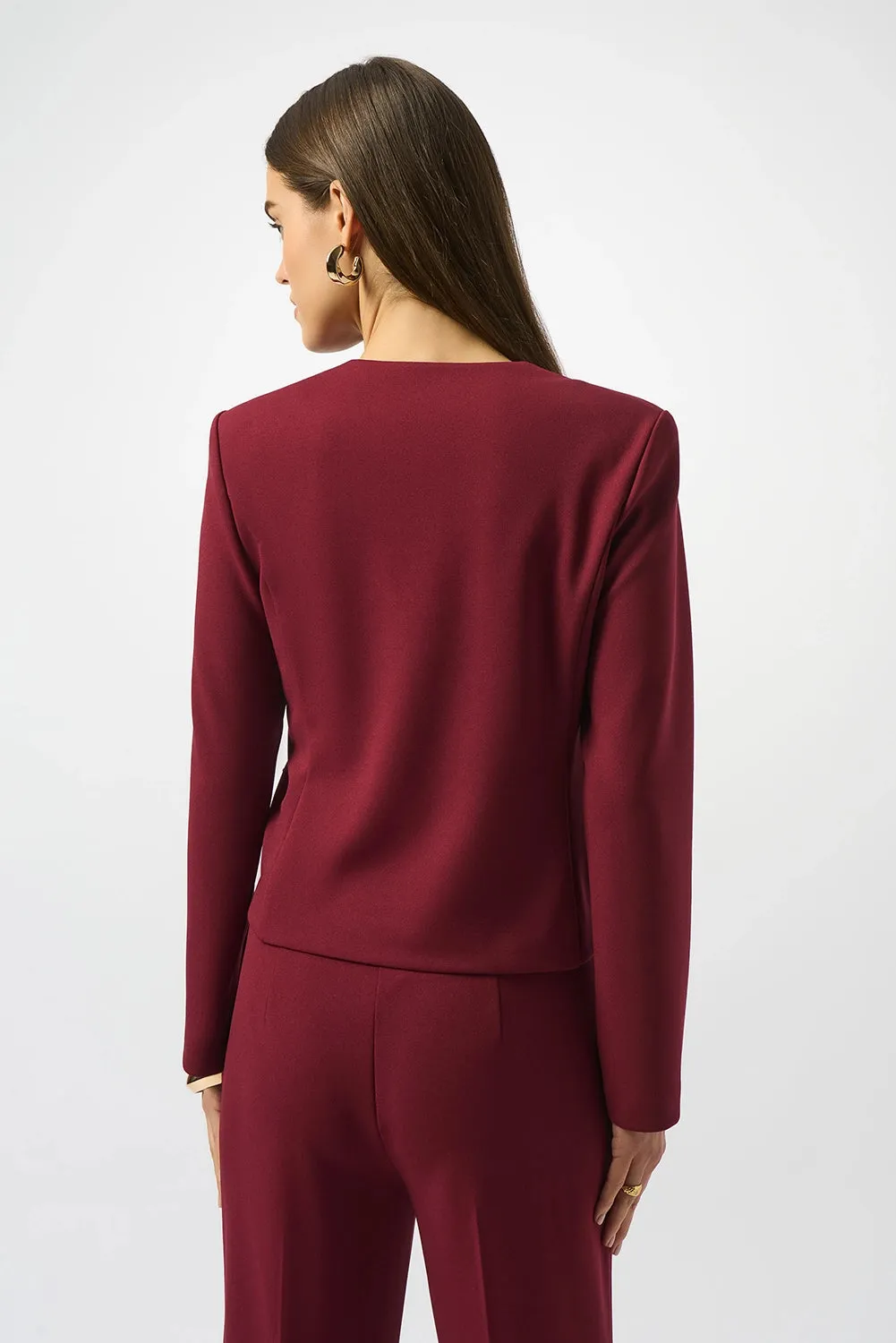 Joseph Ribkoff | Scuba Crepe Boxy Blazer - Merlot 253071