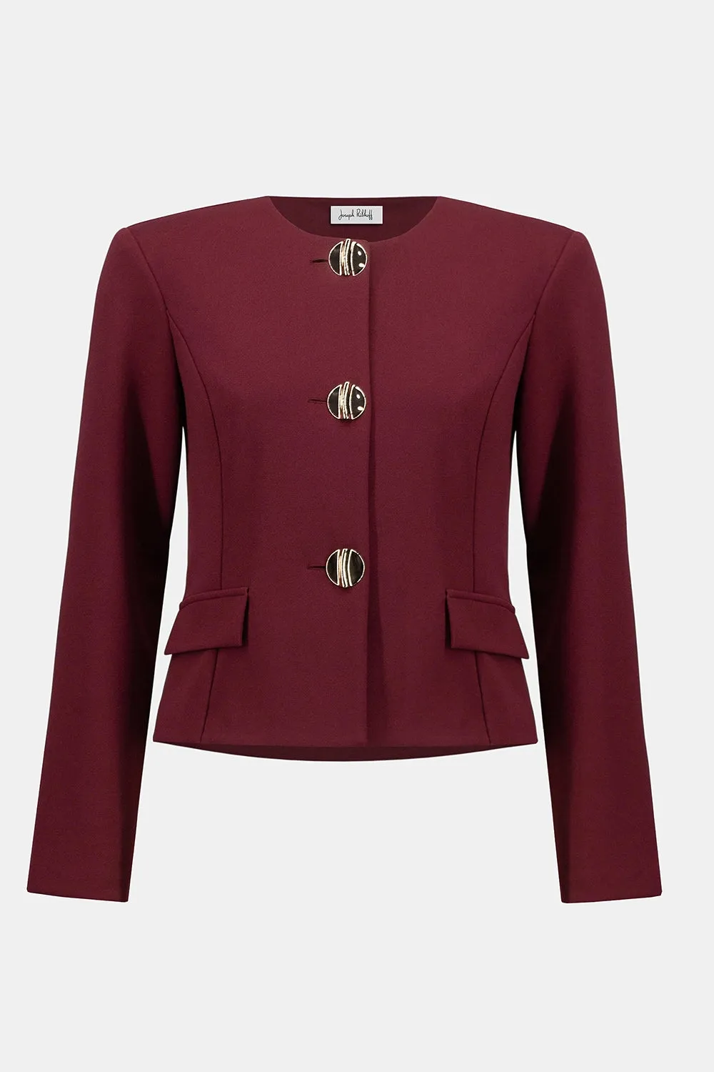 Joseph Ribkoff | Scuba Crepe Boxy Blazer - Merlot 253071