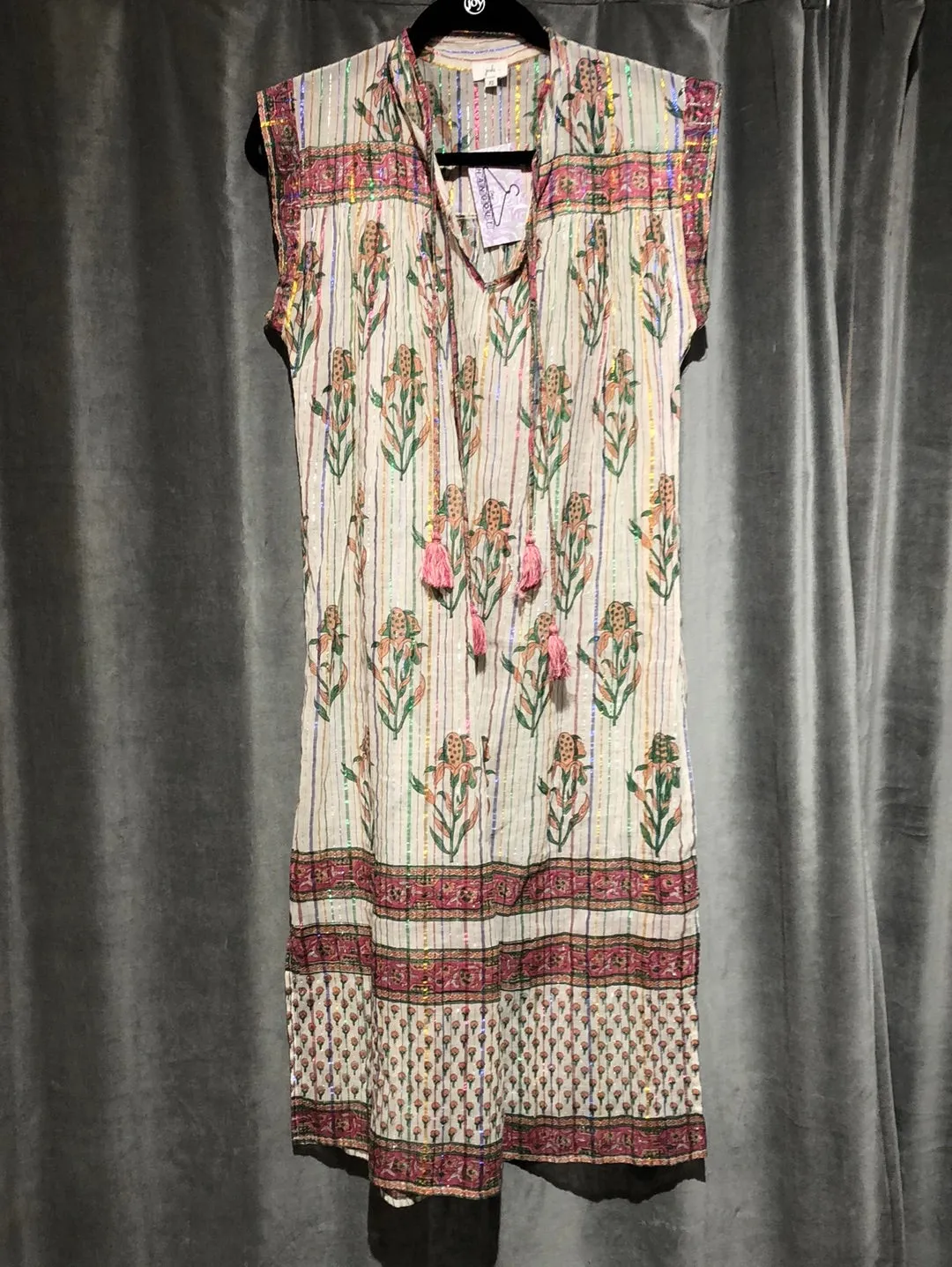 Joshi Cap Sleeve Sheer Floral Sparkle Coverup