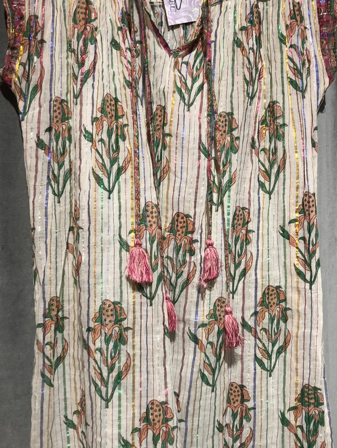 Joshi Cap Sleeve Sheer Floral Sparkle Coverup