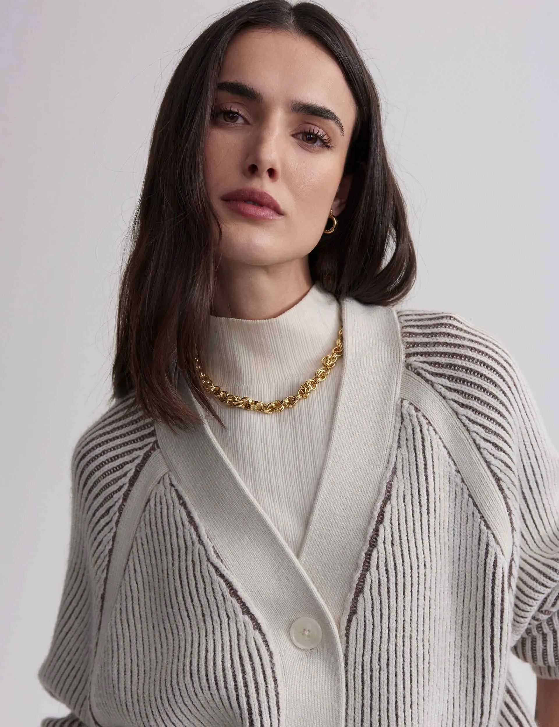 Jude Plated Cardigan - Birch