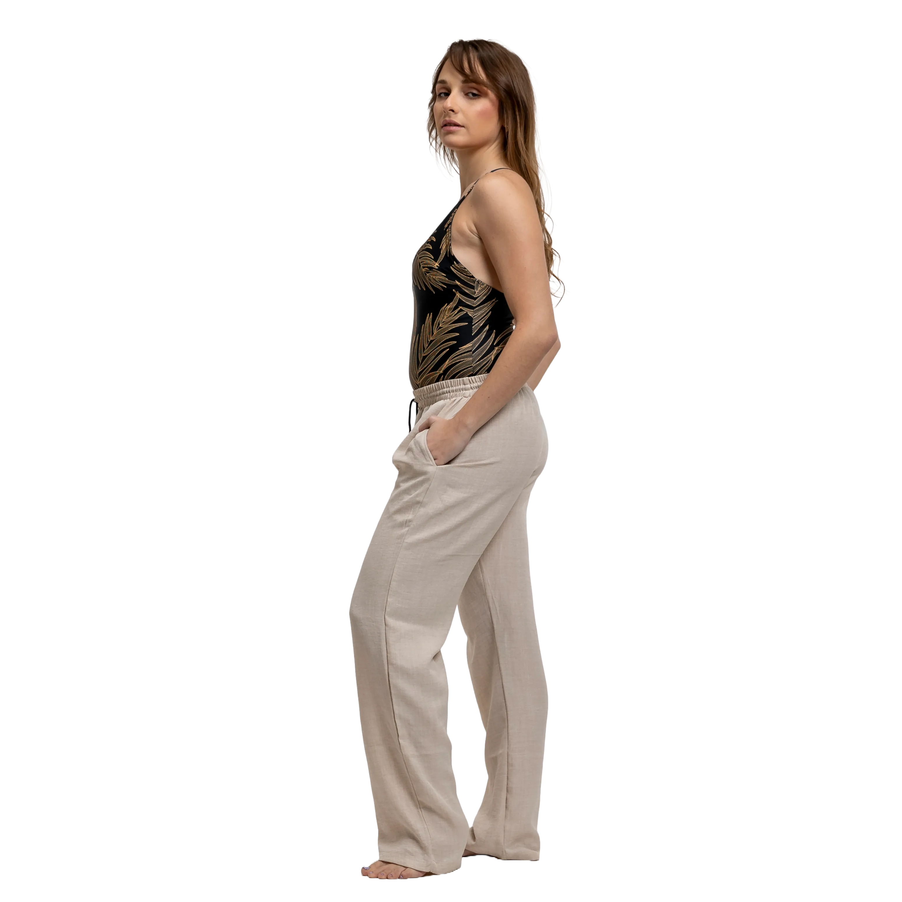 Kali Linen Pants - Beige
