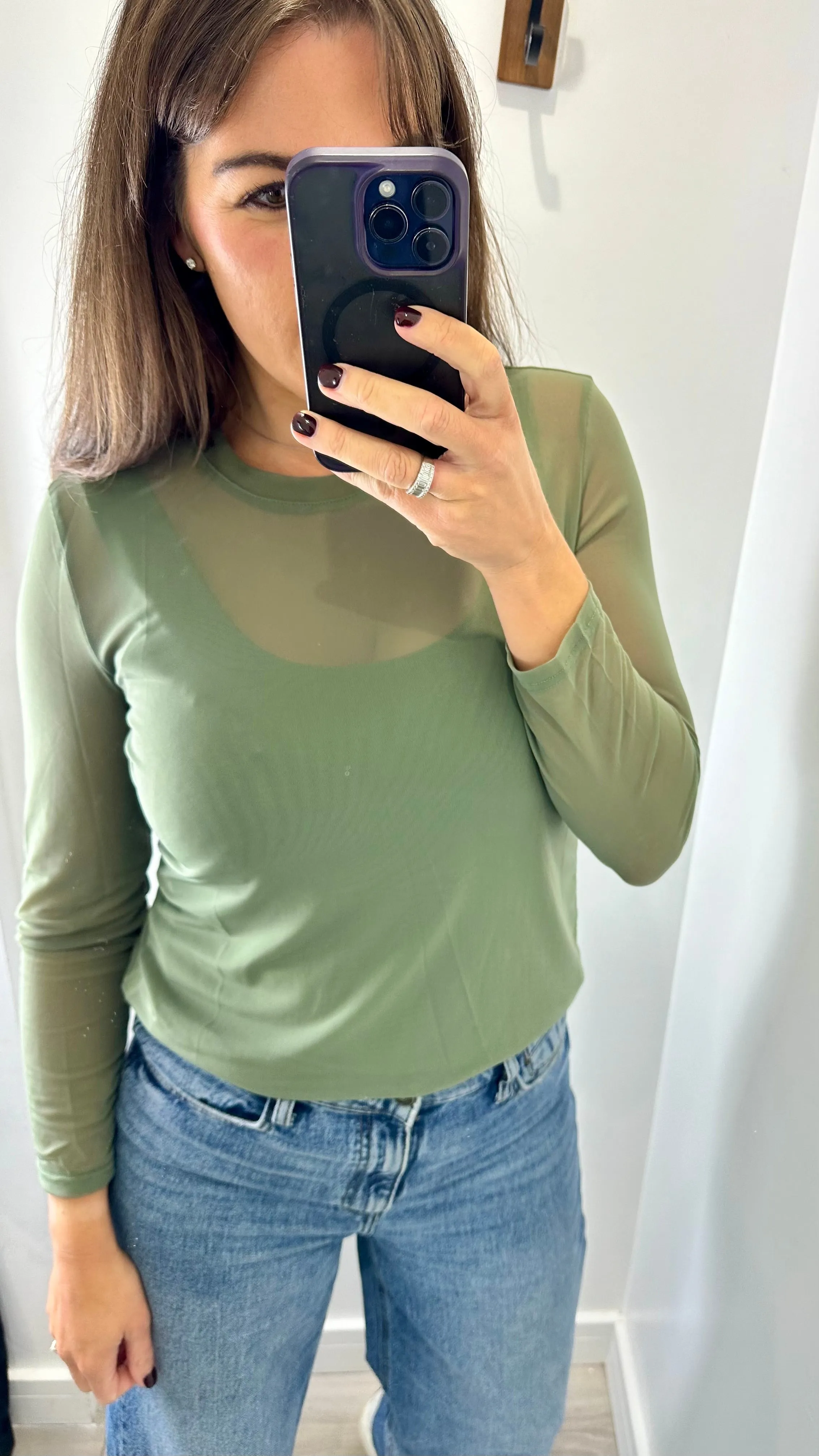 KHAKI SHEER TOP