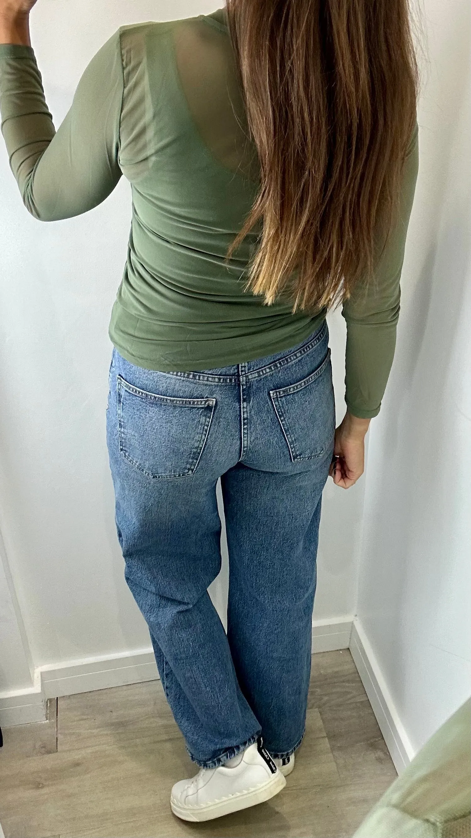 KHAKI SHEER TOP