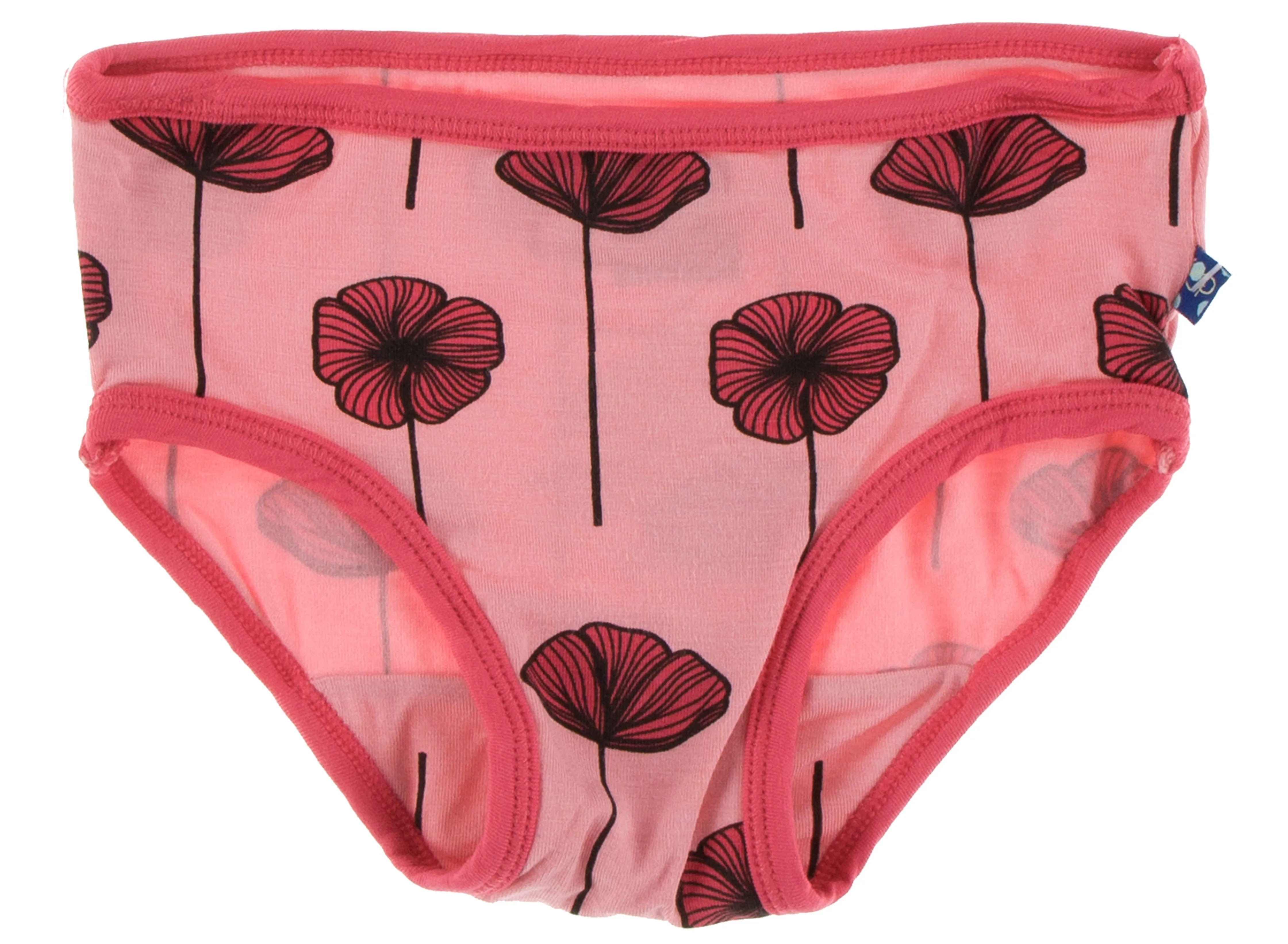 KicKee Pants Botany Red Ginger Stripe & Strawberry Poppies Girls Underwear Set
