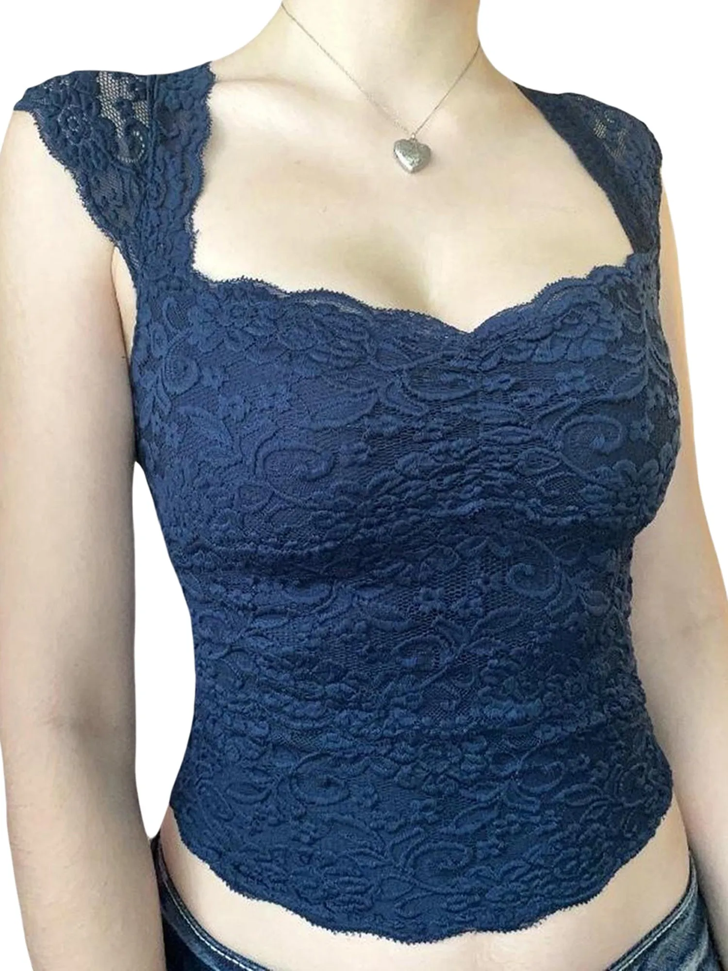 Lace Floral Slim Fit Fly Sleeve Crop Top – Vintage Elegance for Spring & Summer
