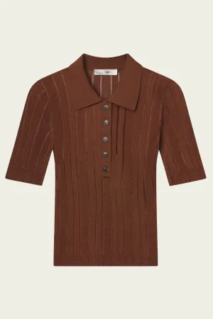 Laddered Rib Polo in Light Camel