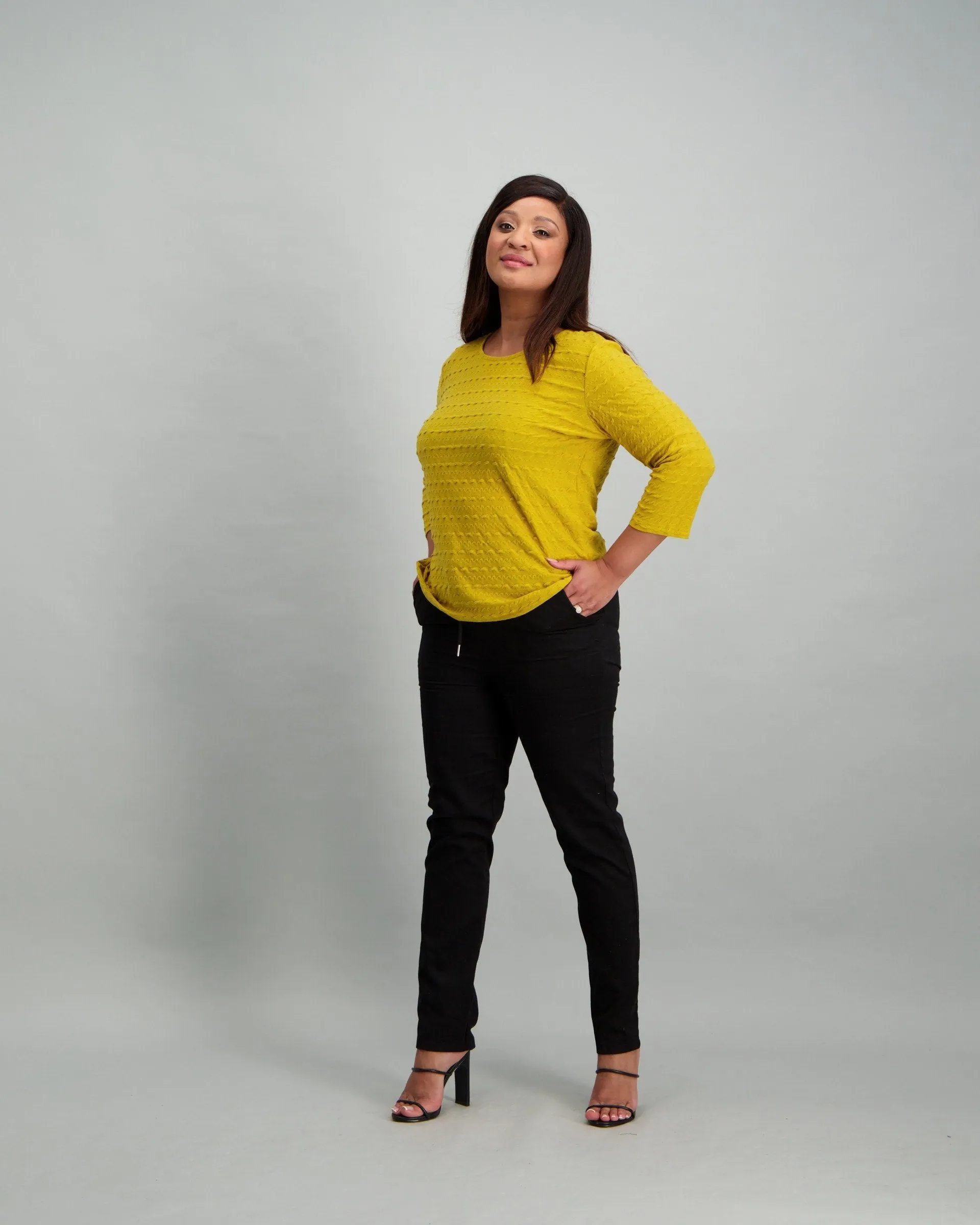 Ladies Waist Tie Pant - Black