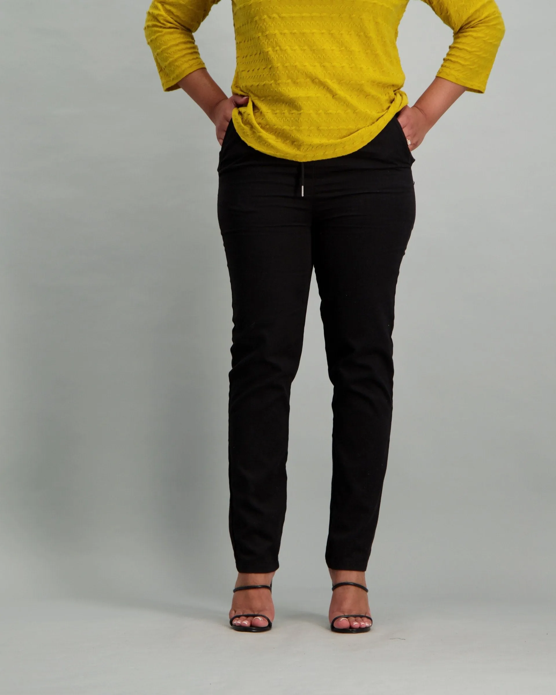 Ladies Waist Tie Pant - Black