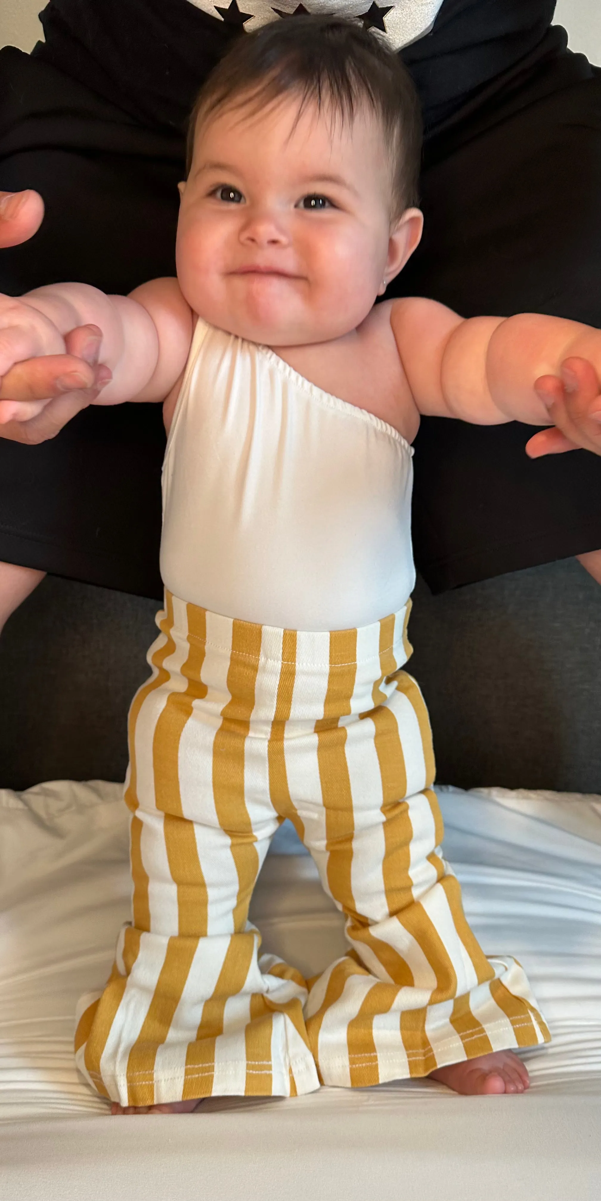 Landry Boho Denim Bell Bottoms - Vintage Yellow Stripe