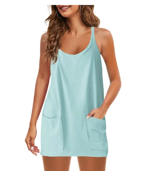 🔥🔥Last Day Special Sale 49% OFF💃Casual Sleeveless Mini Dress With Built-In Shorts
