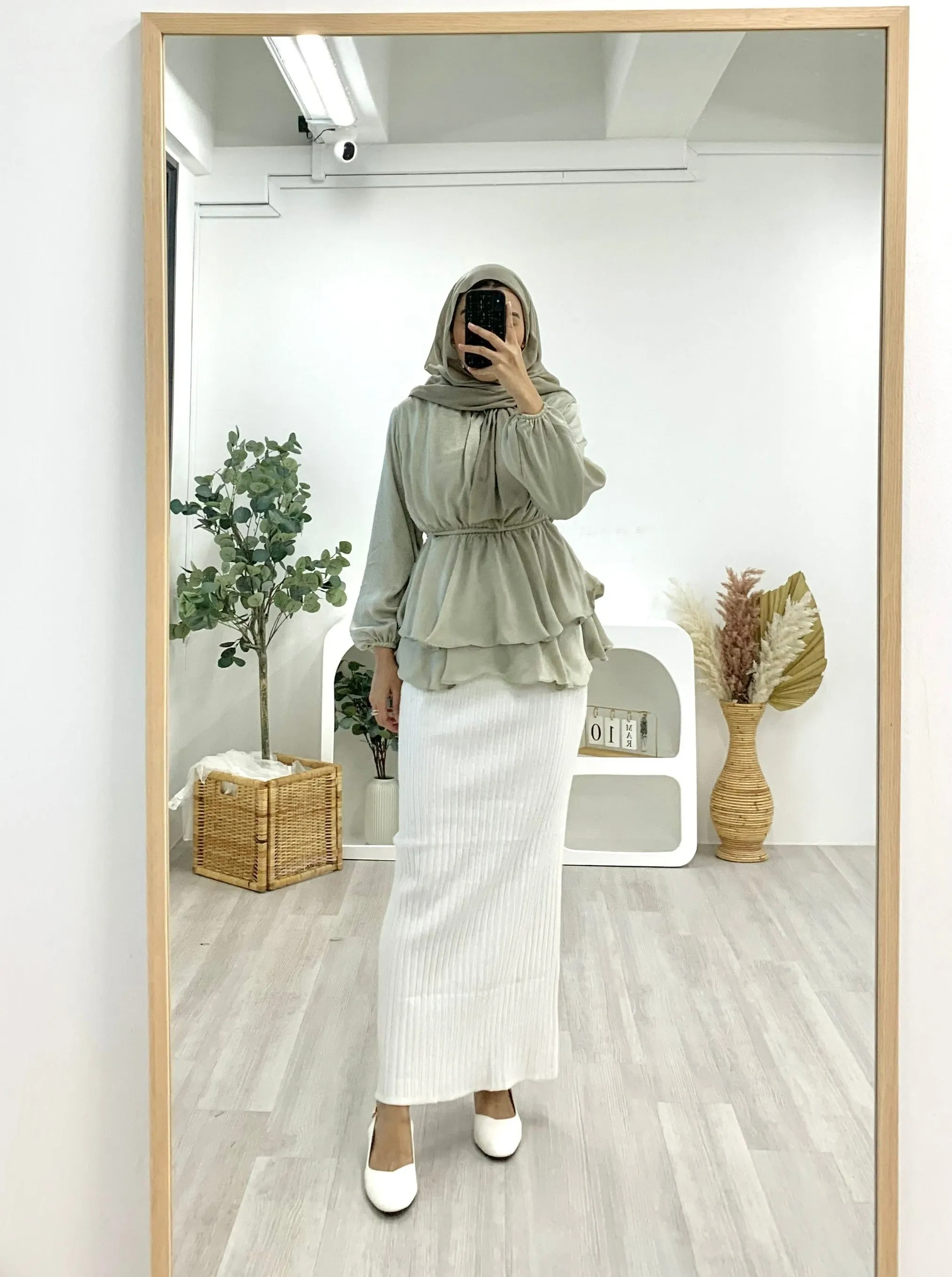 Layered Peplum Crinkle Satin Top LPCST