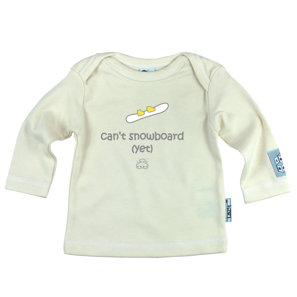 Lazy Baby Gift for Snowboarders - Can't Snowboard Yet Cream T Shirt