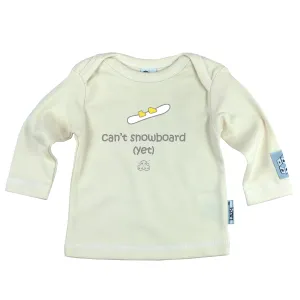 Lazy Baby Gift for Snowboarders - Can't Snowboard Yet Cream T Shirt