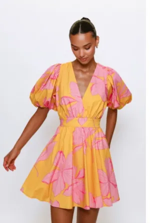 Letty Dress in Yellow Floral-S
