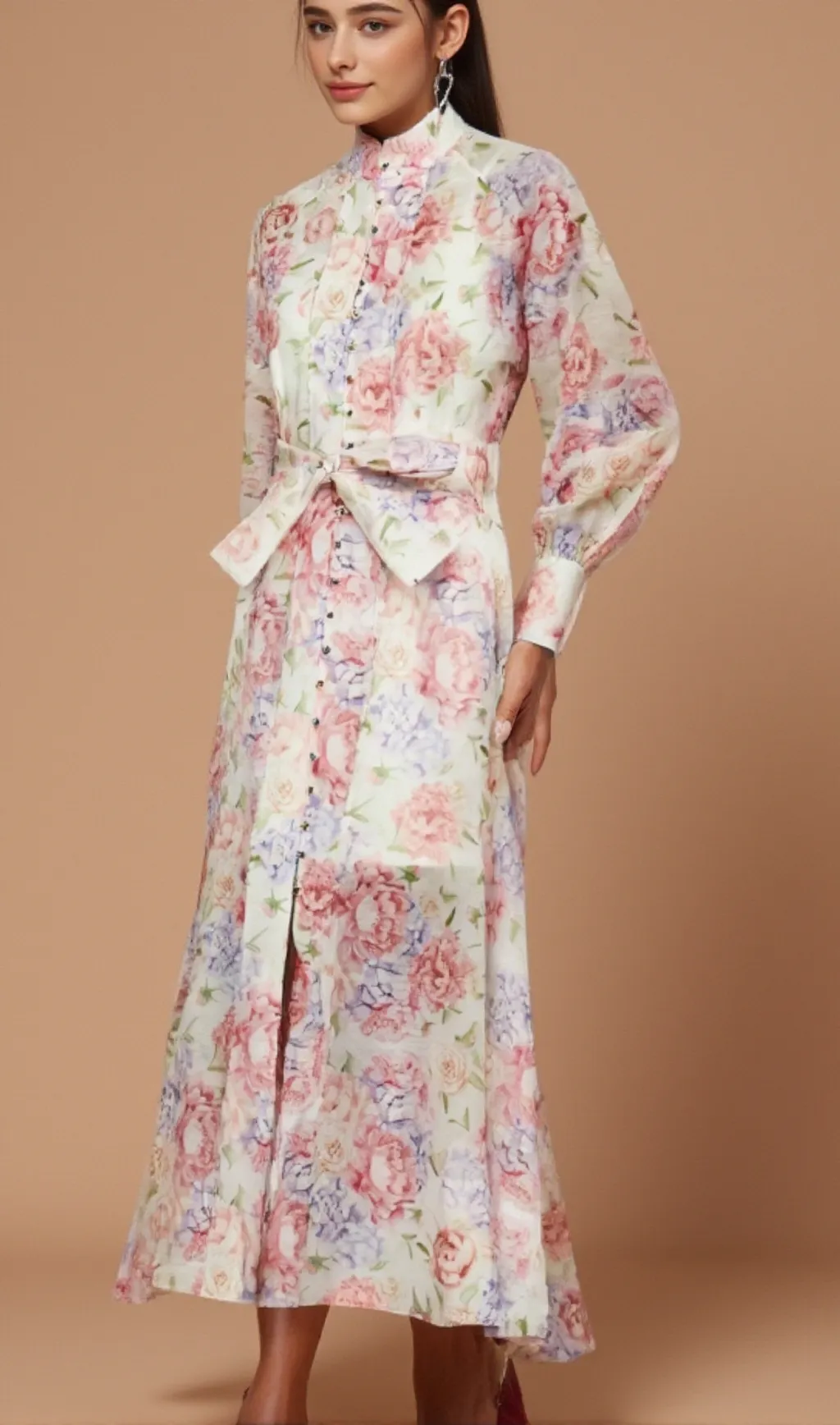 Éliane floral-print flared midi dress