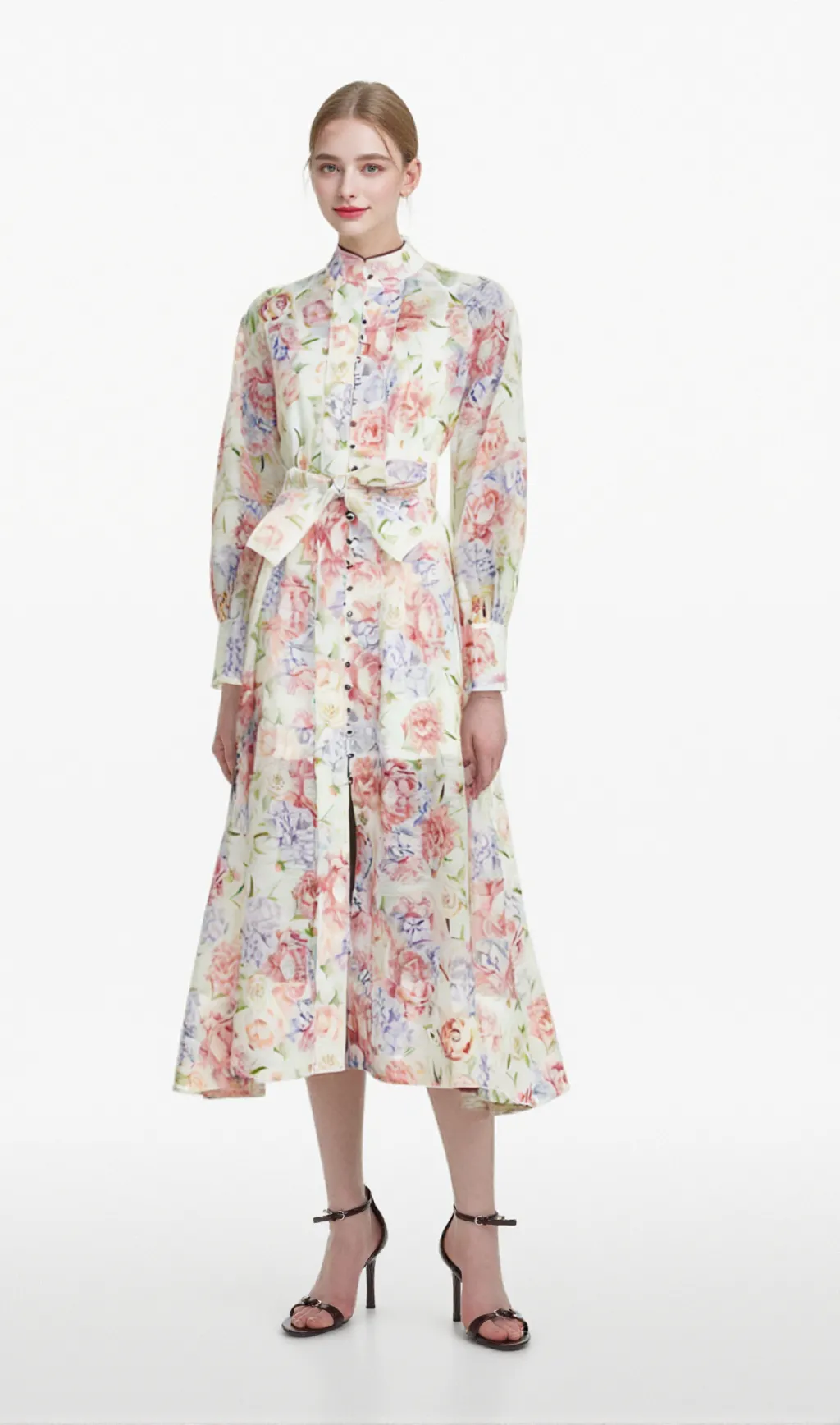 Éliane floral-print flared midi dress