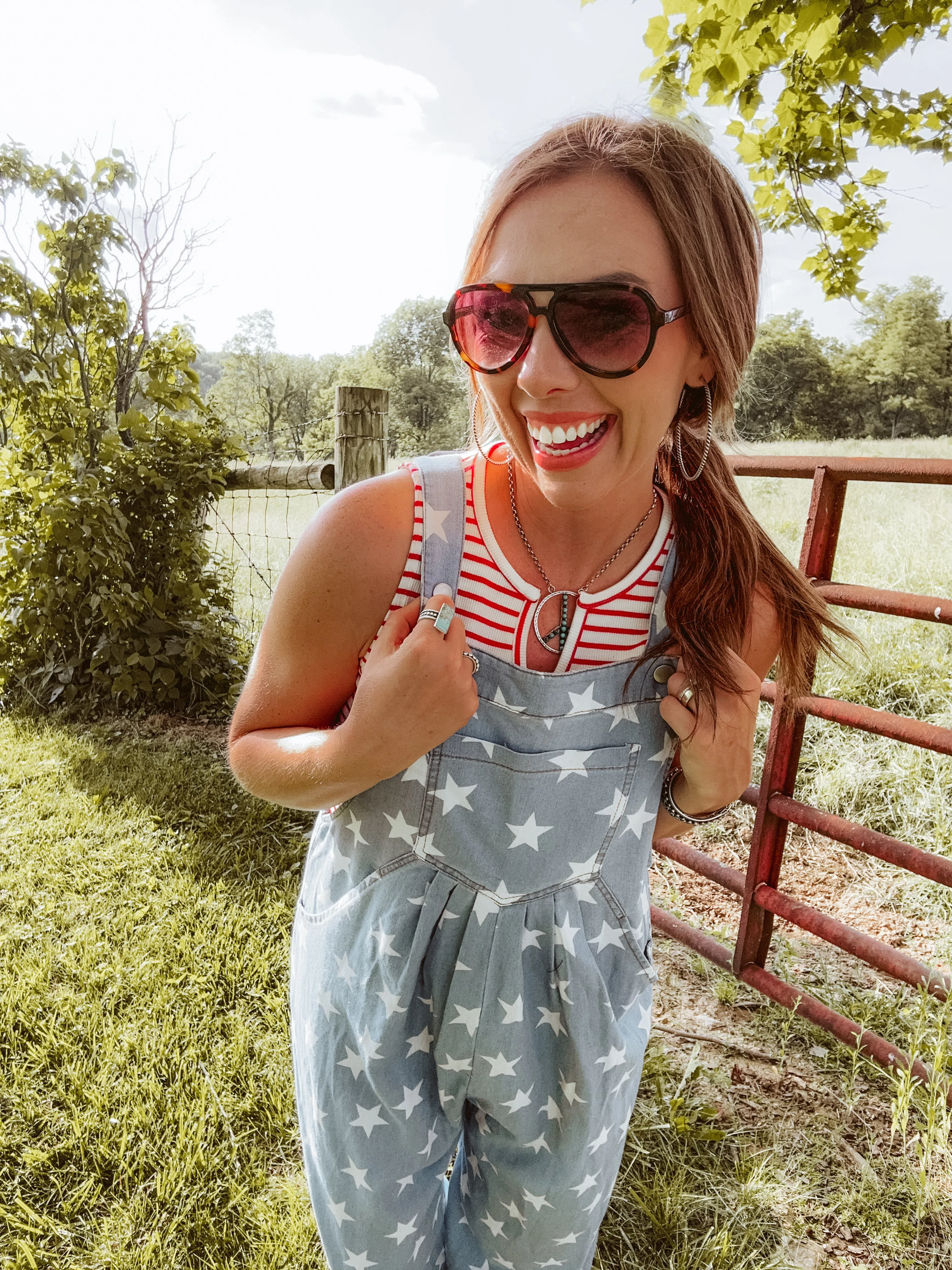 Light Denim Star Printed Jumpsuit