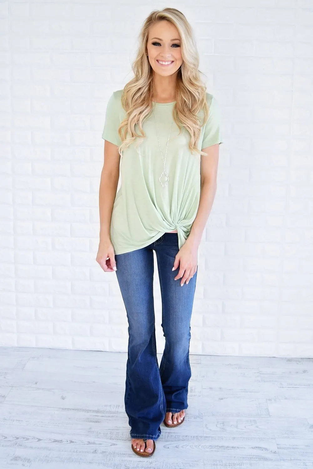 Light Green Knot Top