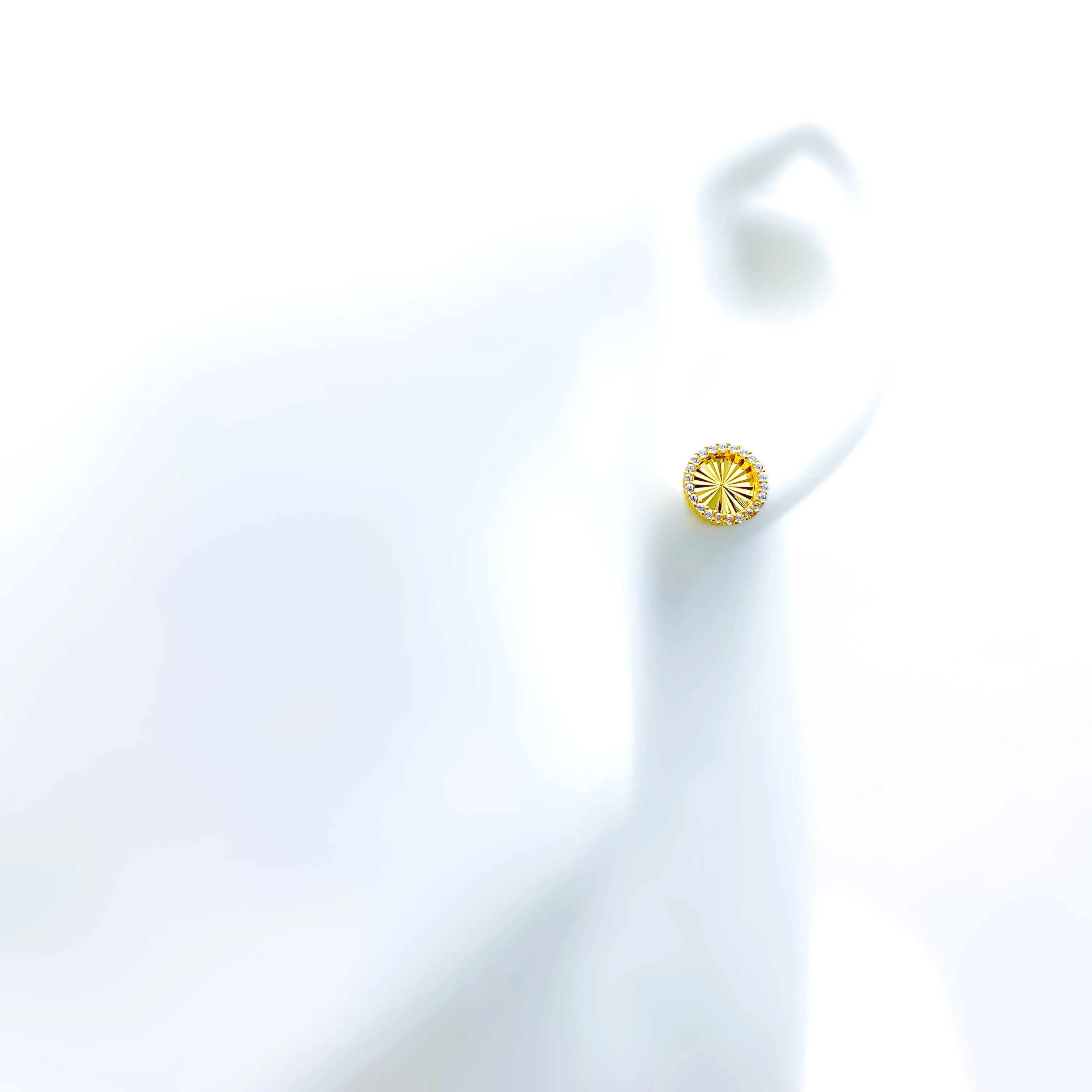 Light-Weight Sleek 21k Gold CZ Earrings
