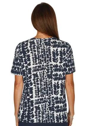 Linen Blend Leaf Print Tee
