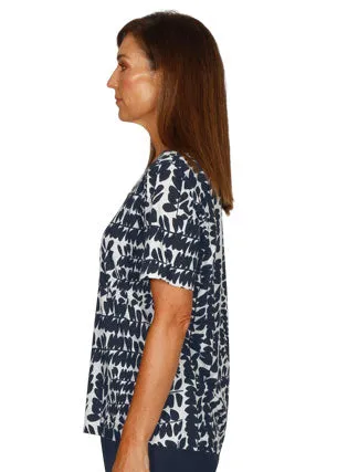 Linen Blend Leaf Print Tee