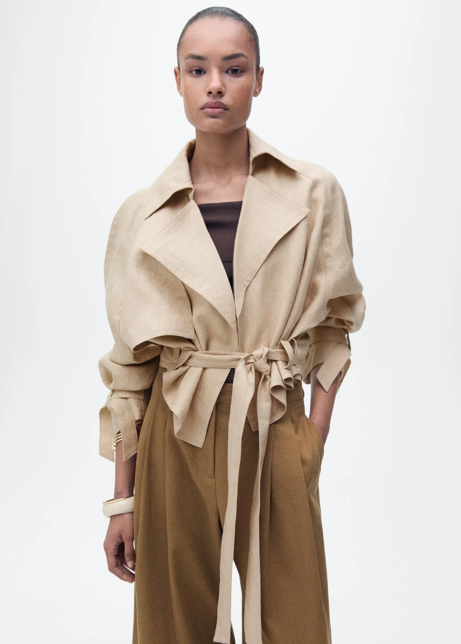 Linen jacket with belt