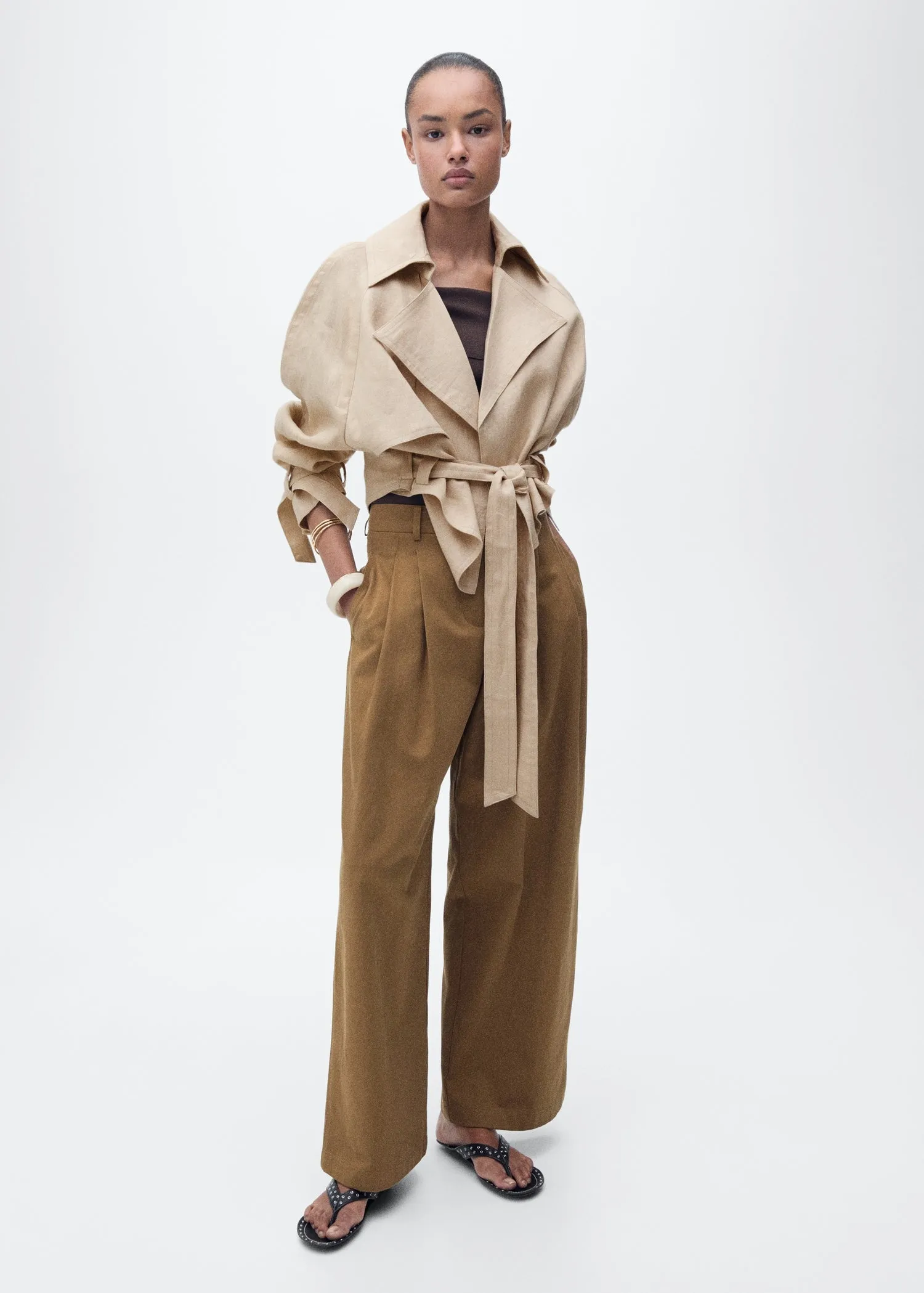 Linen jacket with belt