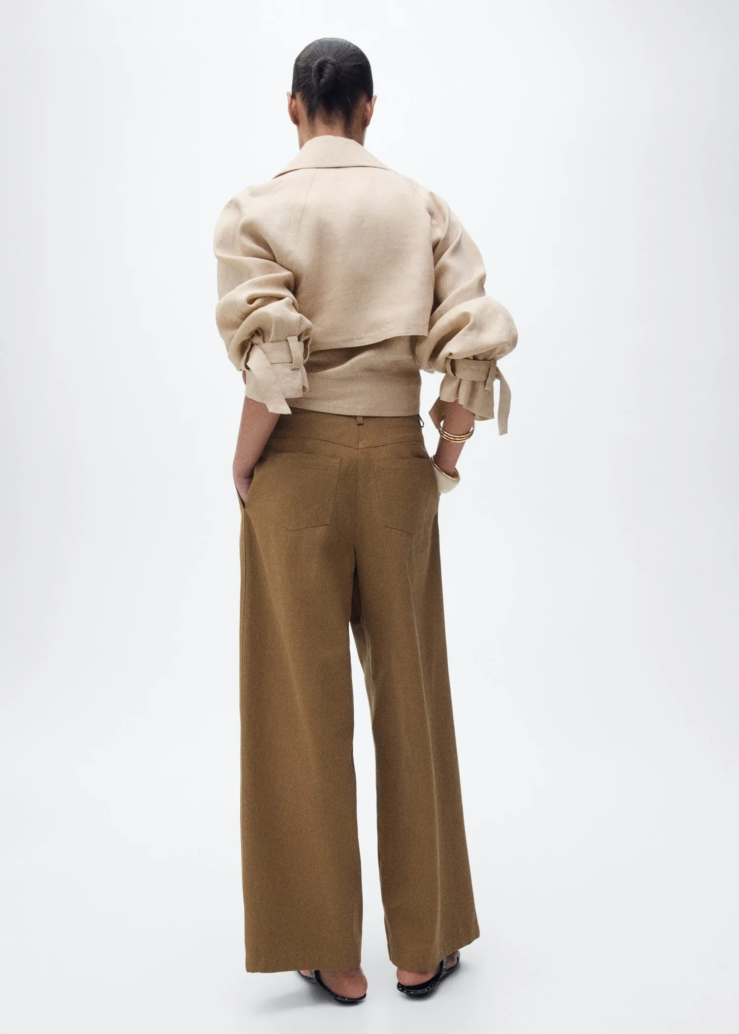 Linen jacket with belt