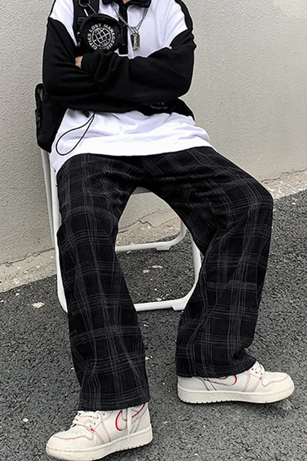 Loose Casual Plaid Corduroy Long Pants