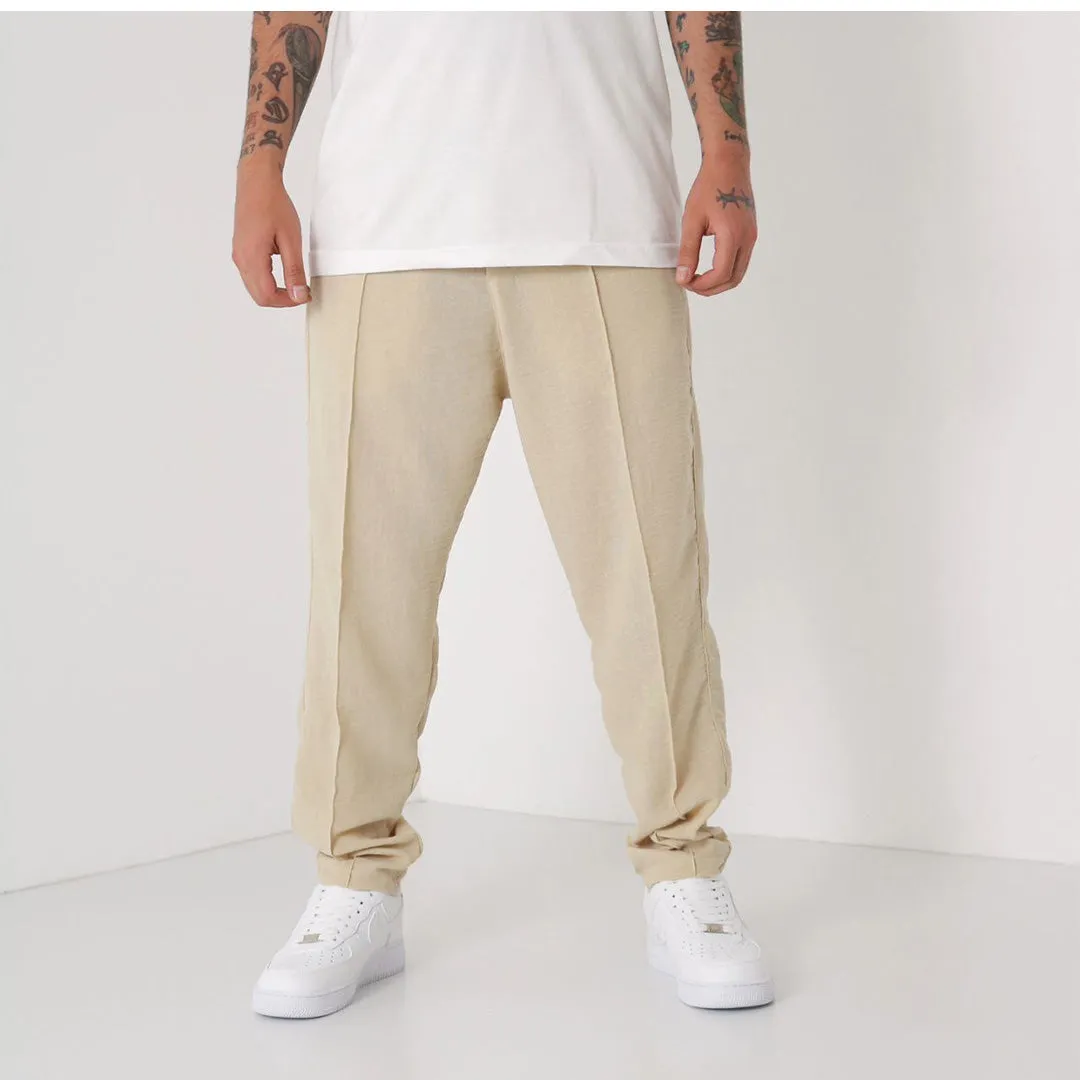 Loose Fit Linen Pant - Beige