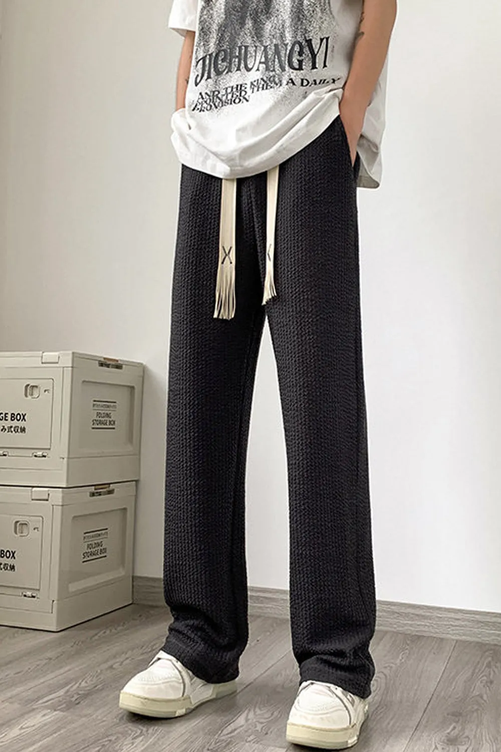 Loose Hip Hop Long Pleated Men Pants