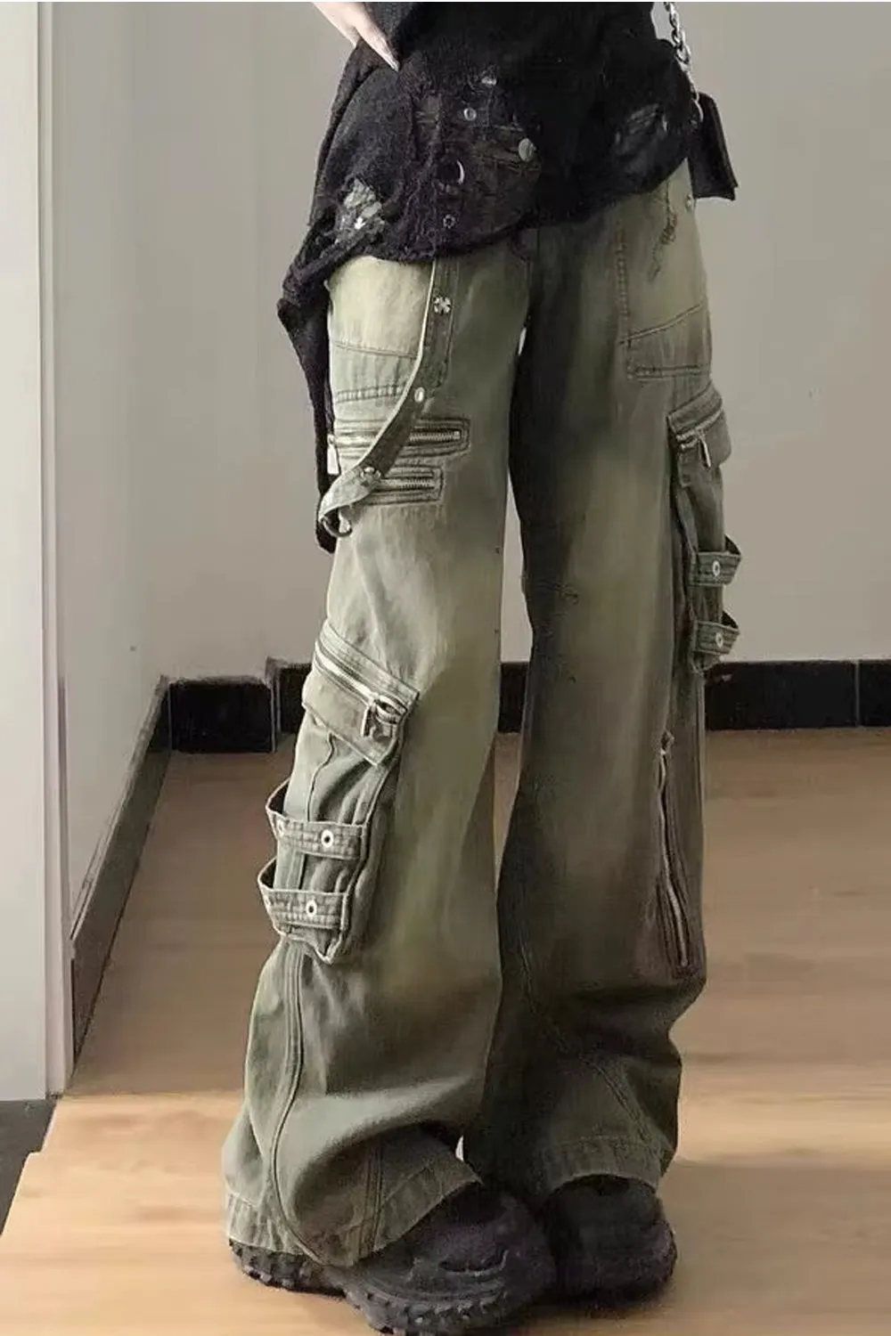Loose Hip Hop Punk Retro Washed Cargo Jeans Pants