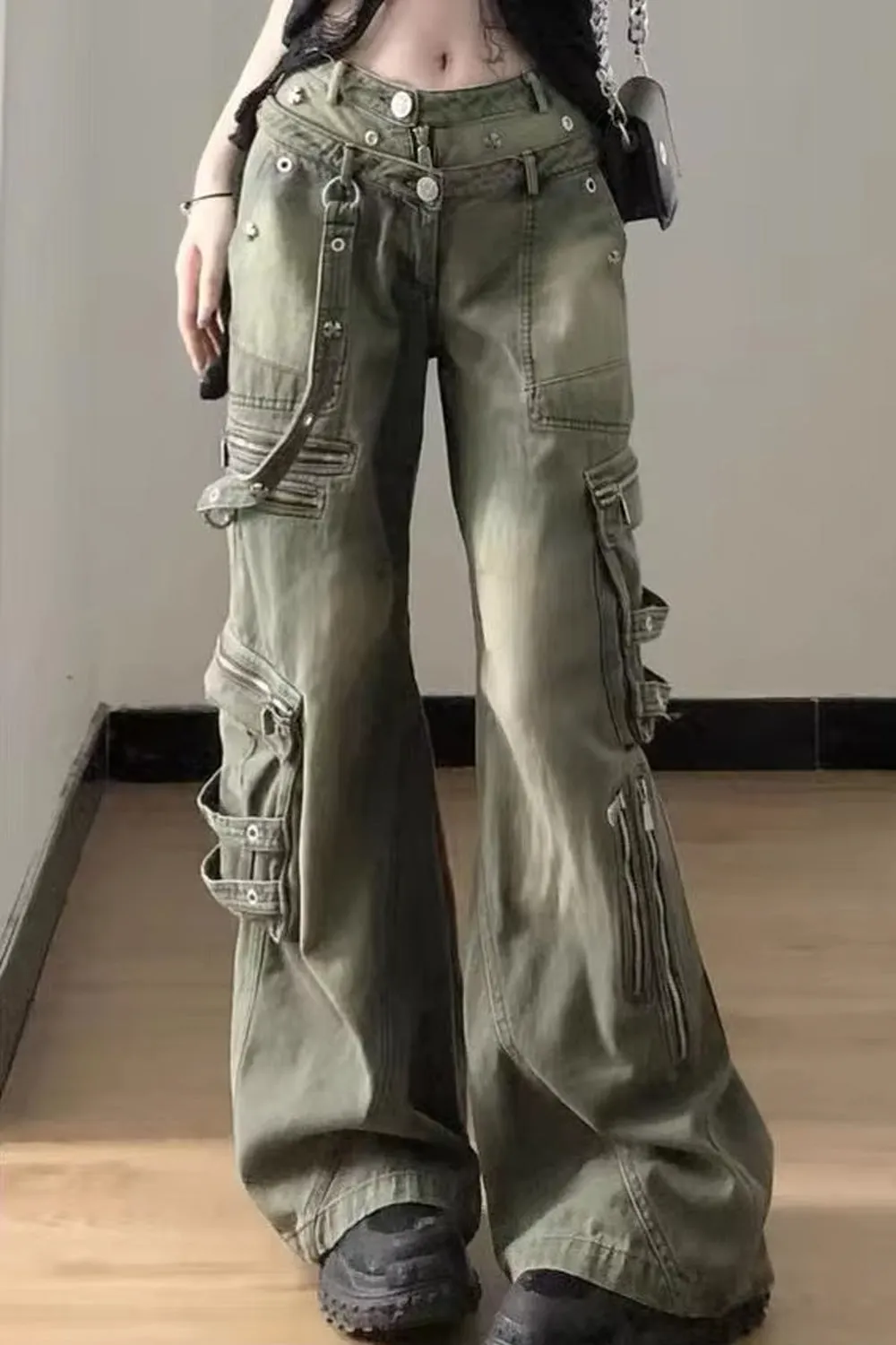 Loose Hip Hop Punk Retro Washed Cargo Jeans Pants