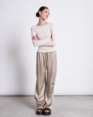 LOOSE SILKY PANTS FRIS SILVER GREY