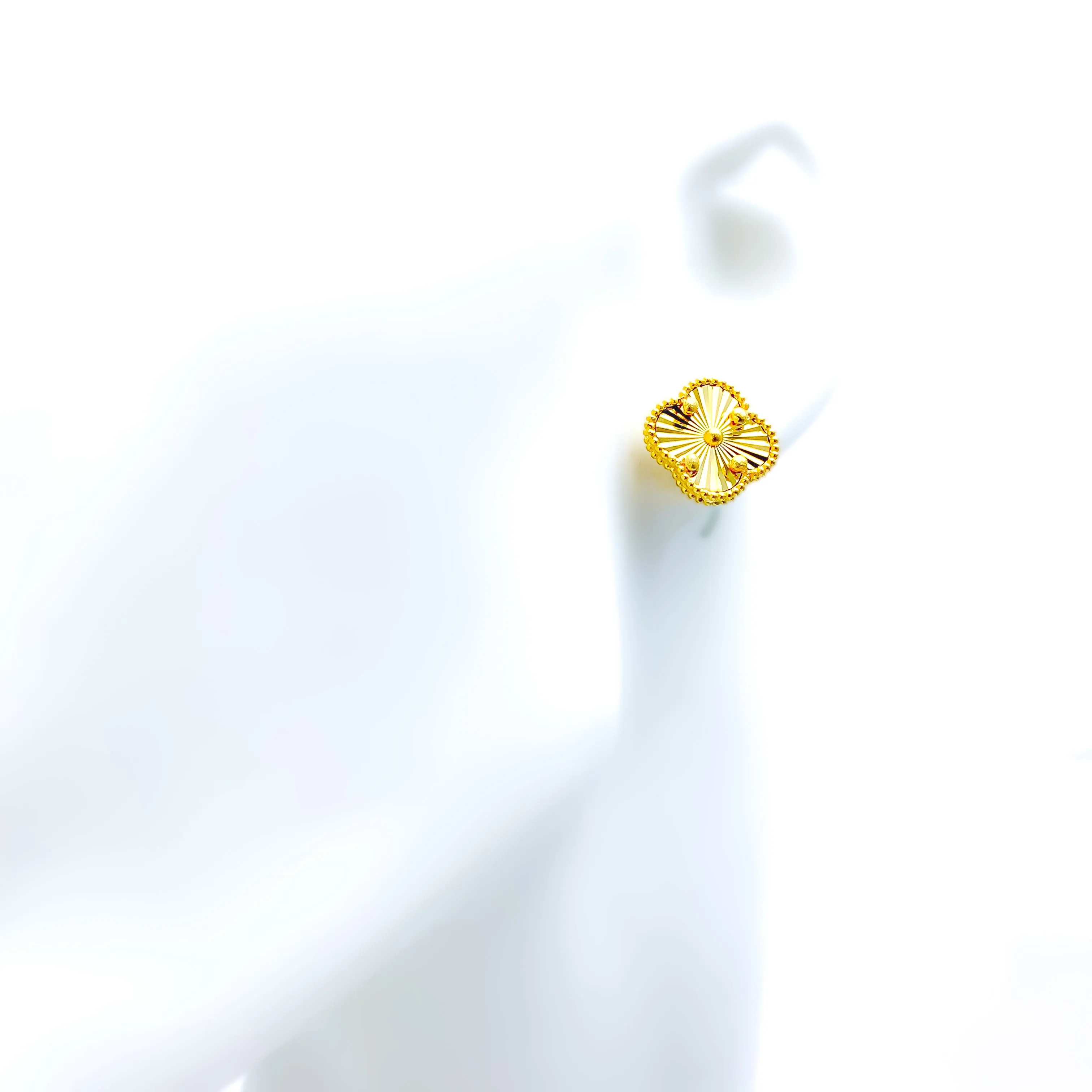 Lovely Trendy 21k Gold Clover Earrings