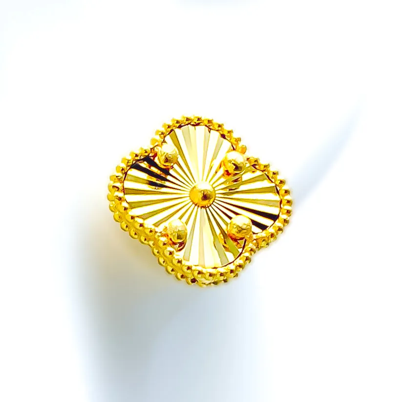 Lovely Trendy 21k Gold Clover Earrings