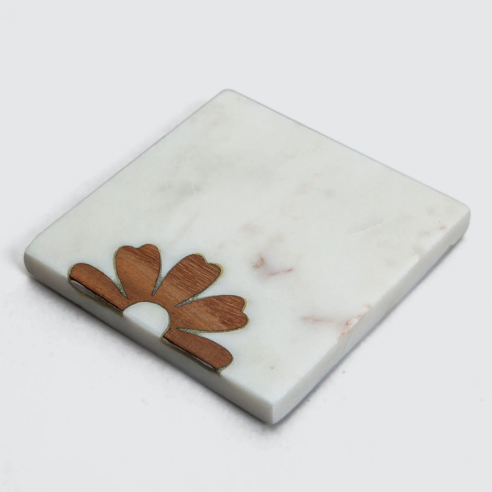 Marble & Mango Wood Coasters - Set of 4