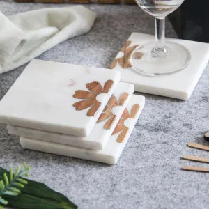Marble & Mango Wood Coasters - Set of 4